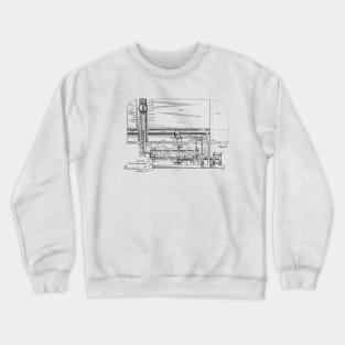 Automatic Bowling Mechanism Vintage Patent Hand Drawing Crewneck Sweatshirt